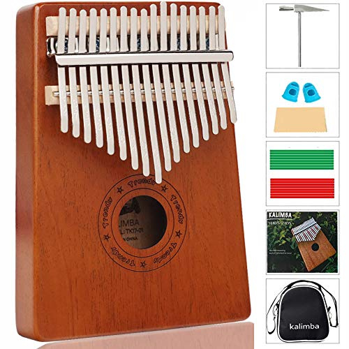 Kalimba Thumb Piano 17 Keys with Tune Hammer and Study Instruction,Portable Mbira Finger Piano Kit,Gift for Friend Adult Beginners