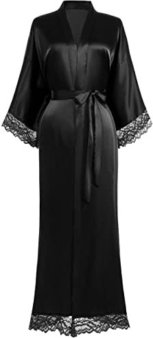 BABEYOND Dammorgonrock, lång, kort, enfärgad, badrock, spets, ärmar, brudtärna, kimono, satin, nattkläder, damer, sommarrock, kofta, ren färg, sovrock