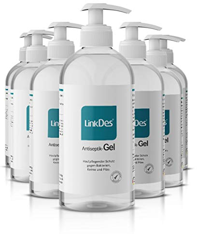 LinkDes® Antiseptik Gel, VAH gelistet, Desinfektionsgel, klebt nicht an den Händen, begrenzt viruzid EN 14476 (15x 500 ml)