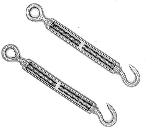 Packung mit 2 NUZAMAS M14 Haken und Ösen, Passend für Spannschloss C bis O, Edelstahl 304, Hardware-Kit für Drahtseilspannung, für Sonnenschutz, Installation von Zeltmarkisen, Rostschutz