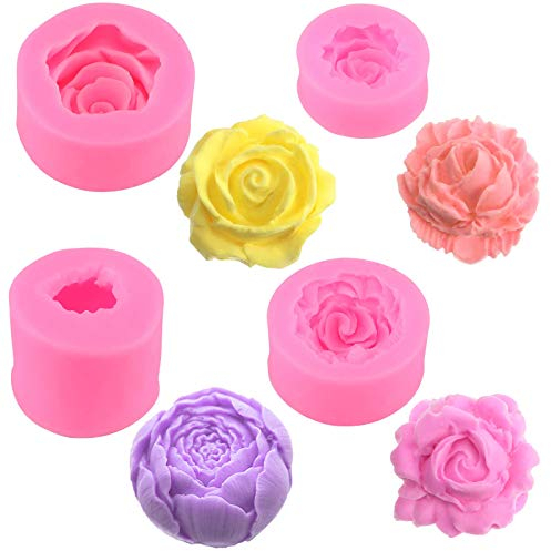 4 Stücke 3D Rose Silikon Form für Blume Fondant, Kerzen, Kuchen Dekoration, Schokolade und Handgemachte Süßigkeit Herstellung