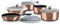 12 Pcs Colorful Space Saving Cookware Frying Pan Sauce Pan Casserole Pot Set Induction Lid Handles (Rose Gold)