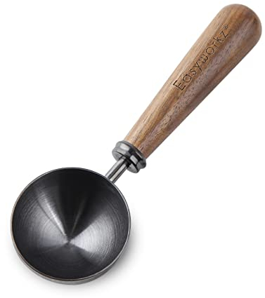 Easyworkz Retro Kaffeelöffel aus Edelstahl mit schwarzem Walnuss-Griff 10 g, Messlöffel, für Kaffeebohnen oder Tee, Schwarz