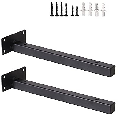 Suwooy 2 Pezzi Staffe a Scomparsa per Mensole,reggimensola Nere,Supporto per Mensola in Metallo,staffe per Scaffali a Muro,con 12 Viti e 8 Tubi di Espansione,35cm/13.8in