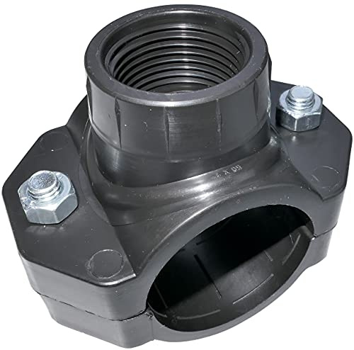 AERZETIX - C51889 - Collarín de toma para tuberías Ø50x1'' - con 2 pernos - abrazadera de derivación para tubos secundarios - racor plástico para manguera de agua con rosca hembra