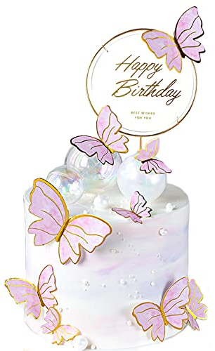 11 Stück Schmetterlinge kuchen deko,dreidimensional schmetterlinge deko torte Cupcake Topper tortendeko geburtstag mädchen geburtstagsfeier dekoration（Rosa）