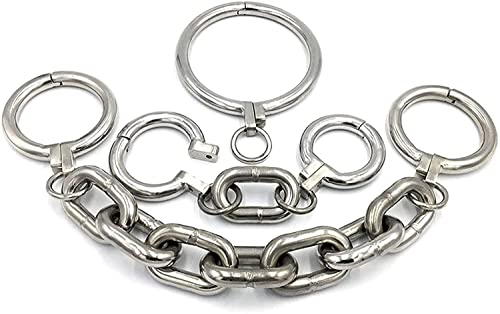 ROLOL Metall Restraint Set, Edelstahl Handschellen Fußfesseln Halsband, Restraint set, Abschließbarem, SM Fesseln Für Paare -Handschellen (Color : Male)