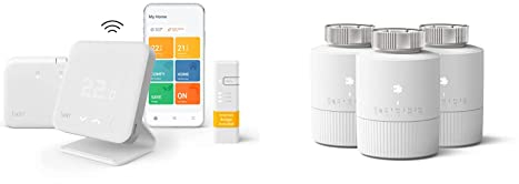 tado° Wireless Smart Thermostat Starter Kit V3+ Incl. Stand – Full Control Over Your Boiler And Hot Water From Anywhere & BASIC Smart Radiator Thermostat 3-Pack - WiFi Add-On Smart Radiator Valve