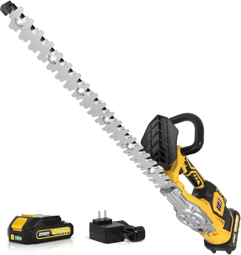 Hedge Trimmer Cordless(Battery & Charger Included), Electric Handheld Bush Shrub Trimmer, 20'' Edge Trimmer with 1/2'' Cutting Capacity & 3000RPM & BRUSHLESS, Compatible with Extension Pole, 4.4LBS