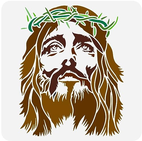 FINGERINSPIRE Malschablone Dornenkrone Jesu Christi 30x30 cm Wiederverwendbare Christus Zeichenvorlage Religiöses Thema Bastelschablone Zum Malen Auf Wand Holz Heimdekoration