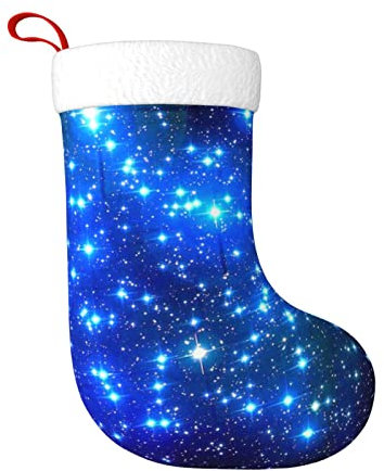 DENMER Blaue glänzende Sterne Weihnachtsstrümpfe Xmas Kamin Hängende Strumpf Dekorationen Für Weihnachten Party Dekoration Supplies.Christmas Gifts