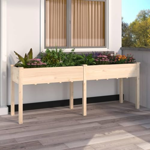 Camerina Pflanzkübel mit Einsatz 203x53x76 cm Massivholz Tanne PflanzküBel Rechteckig PflanzküBel Hoch