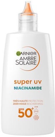 Garnier Ambre Solaire Super UV Fluide Anti-Imperfections SPF50+ 40ml | Niacinamide acide salicylique zinc PCA, Matifie la peau, Texture légère non grasse, Fini invisible