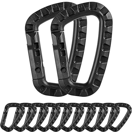 12 Stück D-förmige Karabinerhaken, Kunststoffschnalle, tragbare Karabiner, Schlüsselanhänger, für Seile, Rucksäcke, Angelruten, Outdoor