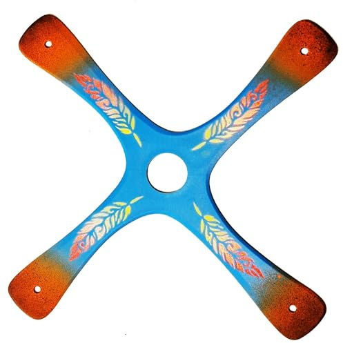 Boomerang S-Quad, Boomerang per principianti o Buon Lanciatore, creato da Il Campione del Mondo, facile da lanciare, sport all'aria aperta, con una portata di 20 metri, attenersi alle linee guida (blu