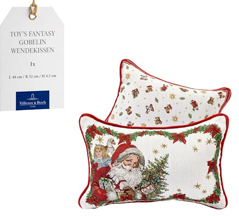 Villeroy & Boch – Toy's Fantasy Coussin réversible Gobelin, Coussin Motif de Père Noël, Multicolore, 32 x 48 cm, Coton, Lavable en Machine
