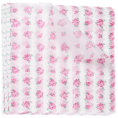 Sourcing Map 100pcs Square Rose Pattern Wax Paper Sheets, 9.84 x 8.46, Oil-Absorbing Dry Food Wrapping Paper for Sandwich, Baking, Picnic, Hamburger Wrap, Kitchen