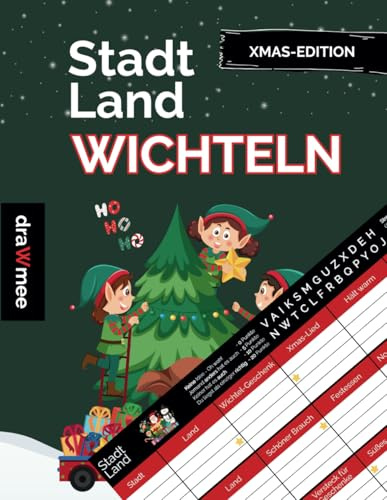 Stadt Land Wichteln: Weihnachten-Edition als Wichtelgeschenk für Frauen, Männer, Mädchen & Jungen: 35 Blatt Din-A4 (Seiten zum Ausschneiden)