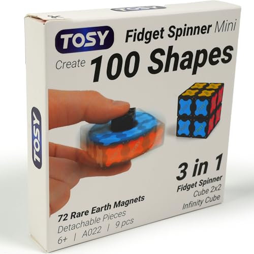 TOSY Magnet Fidget Spinner Mini – 3-in-1-Spielzeug: Verwandelbarer Fidget Spinner mit 72 Magneten, Unendlichkeitswürfel, 2x2 Puzzle-Würfel, Oster-Geburtstagsgeschenk für Erwachsene und Kinder