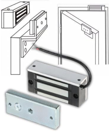 Cerradura magnética eléctrica 60 kg (132 lbs), fuerza de retención DC12V, sistema de control de acceso para puertas, seguridad a prueba de fallos, modo NC (Fail-Safe)