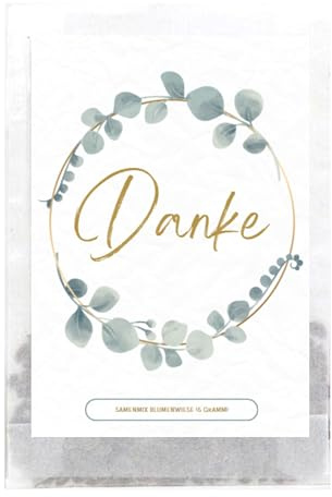 Blumensamen Danke - Verschiedene Varianten | Dankeschön Geschenke/Abschiedsgeschenk | Kleinigkeit für Kollegen, Kindergarten, Freunde, Gäste, Kindergeburtstag (10 Stück - Danke Eukalyptus)