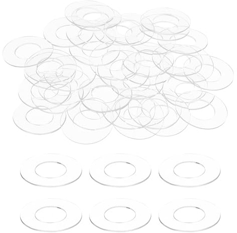 sourcing map 150 Pcs M10 PVC Flat Washers Clear Plain Washer 10mm ID 20mm OD 0.5mm Thick Round Flat Spacers for Screws Bolts Glass Shower Door Handle Bathroom