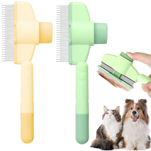 Hlayshing 2 Stück Selbstreinigender Flohkamm für Haustiere,Selbstreinigender Pflegekamm für Hunde und KatzenFlohkamm für Katzen Hunde,für Katzenbesitzer, Weihnachten & Geburtstag Haustierkamm