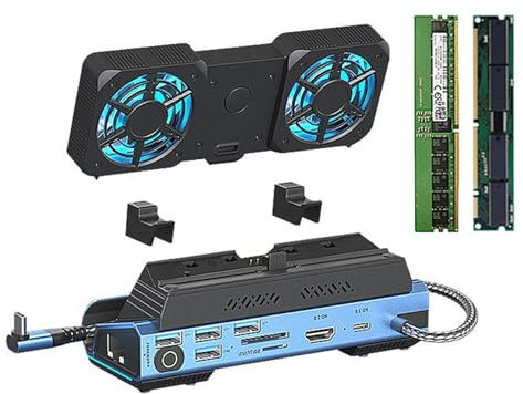 Fazvncv Dock Station 4K @60Hz RJ45 lector de tarjetas para consola adaptador multipuerto con cartucho de disco duro ventilador de refrigeración