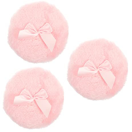 CALLARON 3piezas Borla De Polvo Refrescante Para Bebés Pequeña y Esponjosa Lazo De Color Rosa Cuidado Piel El Baño