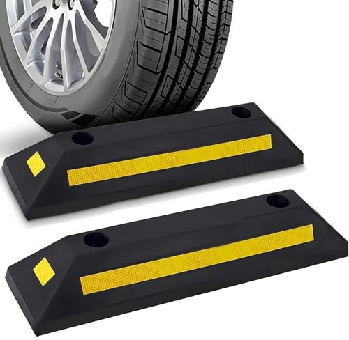 AIMQIAD 2 Pezzi Fermaruota per Auto, Compatibile per MG GT GS, Guida al Parcheggio per Blocchi da Garage con Nastro Riflettente Giallo