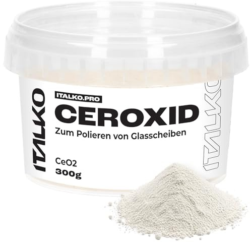 ITALKO Ceriumoxid Glaspolitur 100g/300g – Polierpulver für Autoscheiben & Glas – Kratzerentferner für Windschutzscheibe, Glasreinigung, Kratzerpolitur, Fensterglas Reparatur