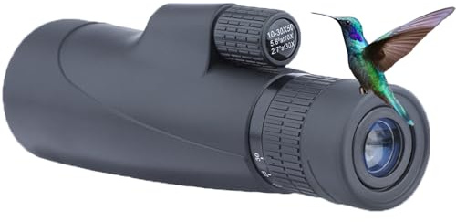 Monokular 10-30x50 Zoom Monokulares Teleskop with Clear Low Light Vision BAK4 Prisma, FMC Linse, inkl. Stativ & Smartphone Adapter mit Nachtsicht für Fußballspiele, Bullseye-Ziele/Birdwatching