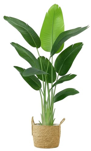 Generisch Künstliche Paradiesvogel Pflanze 120cm Kunstpflanze mit Topf Tropische Zimmerpflanze wie echt Deko Pflanze für Wohnzimmer Büro Schlafzimmer Balkon Innen Außenbereich