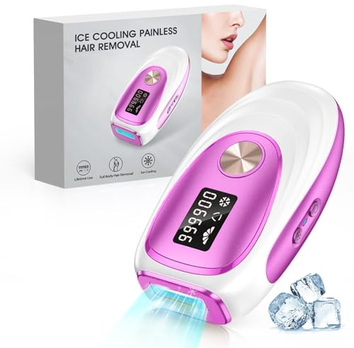 Haarlosy IPL Geräte Haarentfernung mit Kühlfunktion, 999,900 Lichtimpulse, 5 Energiestufen Schmerzfreie IPL Haarentfernung Laser Hair Removal für Frauen, Männer, Bikini, Körper und Beine - Violett