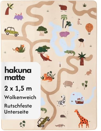 Wolkenweiche Matte Baby 200x150x1,5cm – Kinderzimmer Teppich mit hochwertigem Memory-Schaum – Krabbelmatte Baby mit Rutschfester Unterseite – Autoteppich für Kinder, Kinderteppich, Straßenteppich