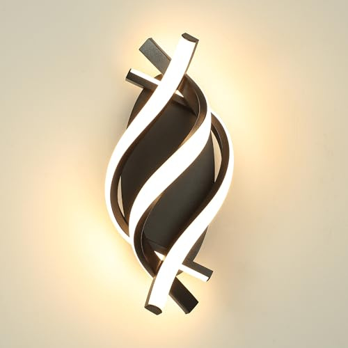 MELAYR Applique Murale Intérieure Moderne 21W, 3000K LED Lampe Murale 2100lm CRI≥80, Éclairage Mural pour Salon, Chambre, Couloir, Escaliers et Lampe de Chevet Noir