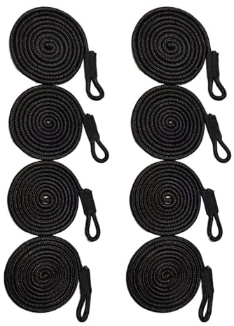 LOVIVER 8Pcs Boat Fender Lines, Inflatable Marine Bumpers Mooring Rope Lines, Black 1.8m