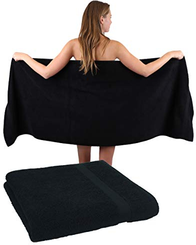 Betz 2 Stück Saunatücher XXL Badetuch Liegetuch Strandlaken Saunahandtuch Premium Frottee 100% Baumwolle Größe 70 x 200 cm Farbe schwarz