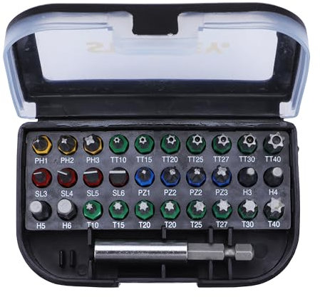 STANLEY ‎STA60490 Set per Cacciavite con Supporto Magnetico sta6049031 Pezzi Colori Codificati