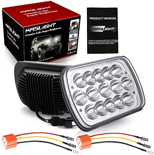 KASLIGHT H6054 Led Headlights H4 Socket kit, 7x6 5x7 Led Headlight 6054 5054 Hi/Low Sealed Beam for S10 Blazer Jeep Xj Yj Chevy Express GMC Savana Ford Econoline E150 Nissan D21 Toyota Pickup Truck