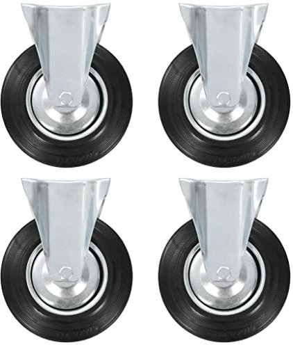 vidaXL 8X Rotelle con Supporto Fisso Robuste con Piastra Ruote Trasporto per Mobili Ricambi per Carrelli 200 mm in Gomma TPR e Ferro Zincato Nero