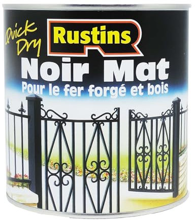 Rustins - vernice acrilica a rapida essiccazione, nera opaca, per interni ed esterni, metallo, ferro, legno e pareti, 2.5L - Da 30 a 35m²