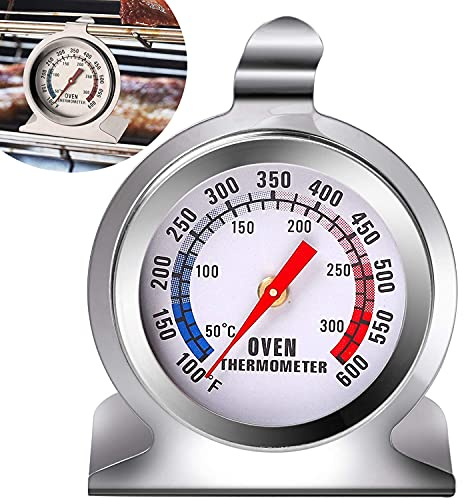 Nemor Oven Thermometer 100-600F, Stainless Steel Grill Thermometer, Instant Read Large Dial Smoker Thermometer with Hook, Kitchen Cooking Thermometer for BBQ Baking