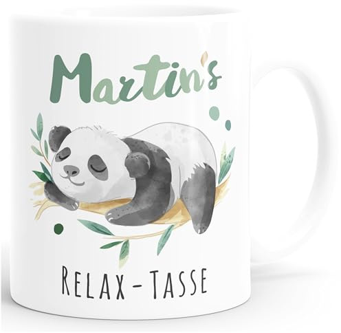 SpecialMe® Relax-Tasse Panda personalisiert mit Namen Namenstasse individuelle Geschenke Anti-Stress Weiss Keramik-Tasse