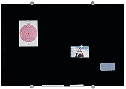 Bi-Office Flow Magnettafel aus Glas, trocken abwischbar, Farbe Schwarz, 120 x 90 cm