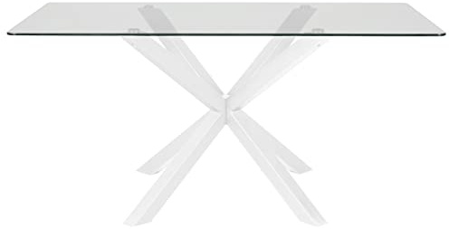 BIZZOTTO Yellowshop - Tavolo Rettangolare May Piano in Vetro temperato 10 mm Struttura Acciaio Bianco L160xP90xH76 cm
