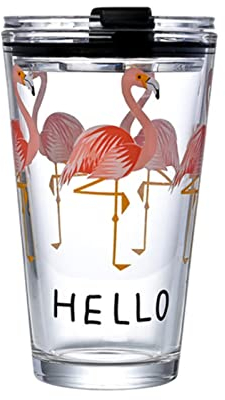 XKUN Coupe De Paille De Verre De 450 ML avec Échelle De Graffiti Transparent Style De Grande Capacité Bouteille De Jus De Boisson-E
