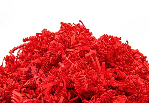 YOTEI SPIRIT® 500g Strimlat Rött Papper för Presentförpackning – Fyllningsmaterial Presentlåda, Korgar, Lådor och Förpackningar – Skyddspapper (Röd, 500g)