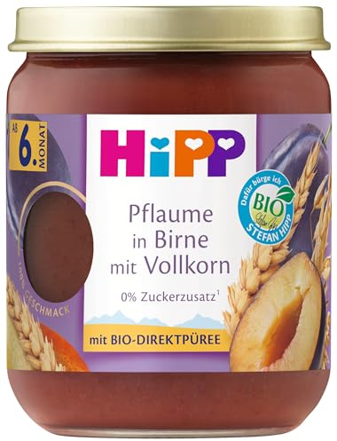 HiPP Bio Frucht und Getreide Pflaume in Birne mit Vollkorn, 160g, 6er Pack (6x160g)