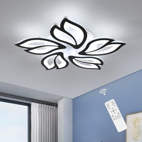 Comely Modern Dimmable LED Chandelier, Creative 5-Head Petals LED Ceiling Lamp with Remote Control, 45W Metal Acrylic Ceiling Chandelier Lighting Fixture for Living Room Bedroom Children's Room